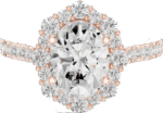 Women's ring with diamonds, in 9-karat rose gold, with 1 ct moissanite, oval cut - Image 2